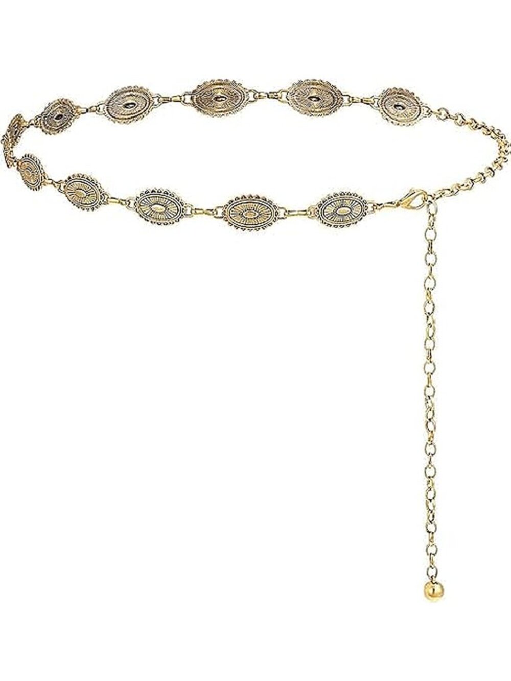 Adjustable Metal Chain Belt Western Boho Chic Y2K Waist Accessory